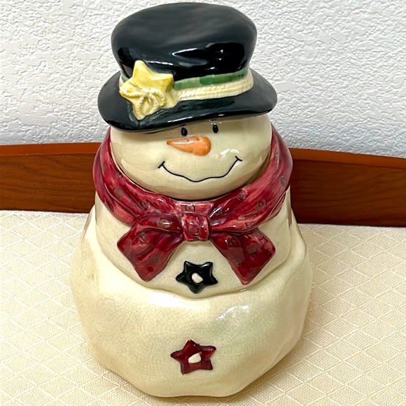 Vintage Cookie Jar Snowman Cookie Jar Bella Casa By Ganz - Picture 1 of 7
